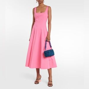 Staud Wells Dart-Tucked Cotton Blend Poplin Midi Dress Size 4 Sleeveless Pink